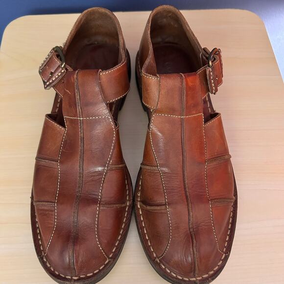 Cole Haan Men's Fisherman Brown Leather Slip-On Buckle Sandal Size 8.5 D 18190 - Picture 8 of 11